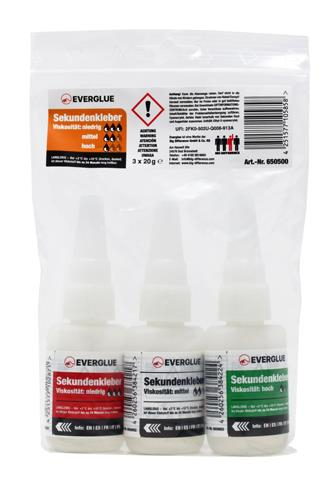 Sekundenkleber 3er Set d�nn + mittel + dick je 20 gr