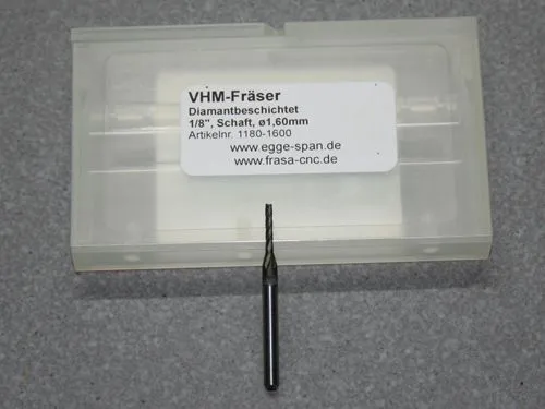 VHM Fr�ser 1,60 mm spiralverzahnt, diamantbeschichtet, CFK, GFK
