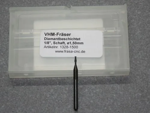 VHM Fr�ser 1,50 mm 2 Schneider, diamantbeschichtet, Alu, Kupfer, CFK, GFK