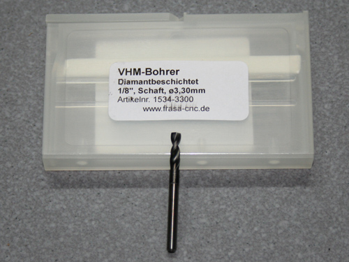 VHM 3,30 mm Bohrer diamantbeschichtet, rechtsspiralig, Alu, Kupfer, CFK, GFK