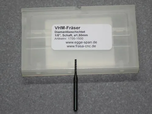 VHM Fr�ser 1,50 mm spiralverzahnt, diamantbeschichtet, CFK, GFK