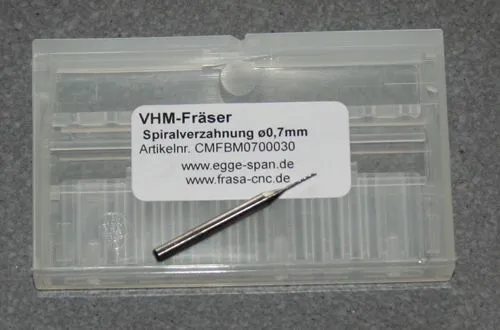 VHM-Fr�ser mit Spiralverzahnung � 0.70mm