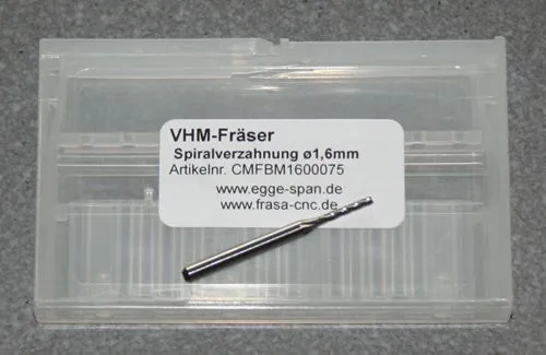 VHM-Fr�ser mit Spiralverzahnung � 1.60mm