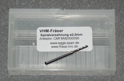 VHM-Fr�ser mit Spiralverzahnung � 2.00mm