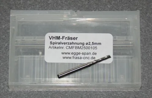 VHM-Fr�ser mit Spiralverzahnung � 2.50mm
