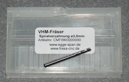 VHM-Fr�ser mit Spiralverzahnung � 3.00mm