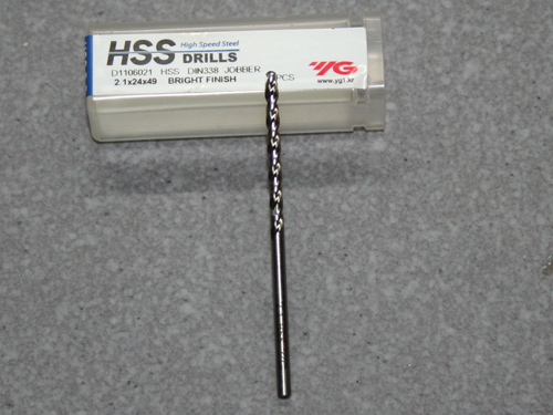 HSS, Spiralbohrer D=2,10 (Kernloch M2,5) fr Aluminium