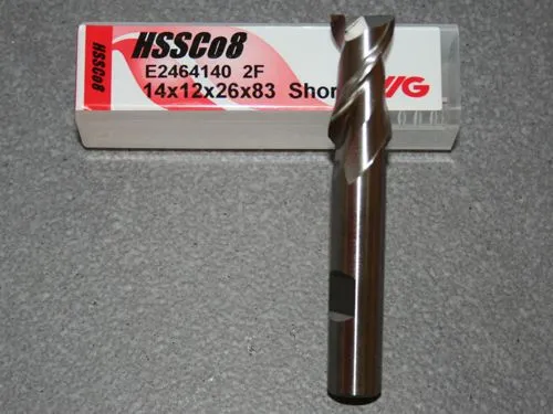 HSSE-CO8, 2 Schneiden 42� Rechtsspirale kurz 14.00mm, unbeschichtet