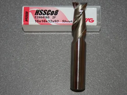 HSSE-CO8, 2 Schneiden 42� Rechtsspirale kurz 16.00mm, unbeschichtet