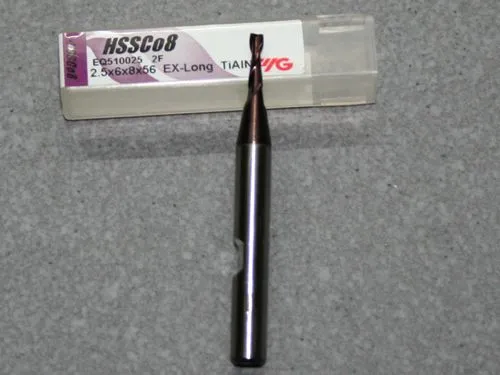 HSSE-CO8-TiAIN Fr�ser 2Z, 2.50mm, extra lang.