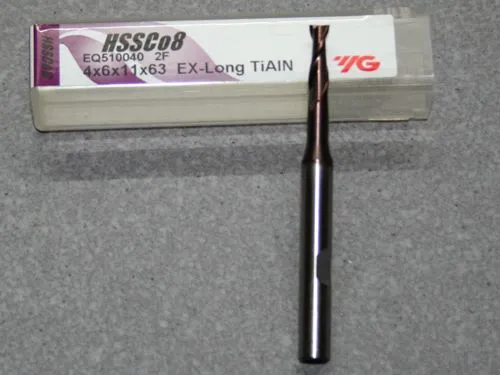 HSSE-CO8-TiAIN Fr�ser 2Z, 4.00mm, extra lang.