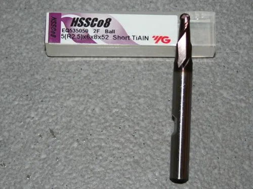 Radiusfr�ser � 5.00mm R=2.50mm, 6mm Schaft, TiAIN
