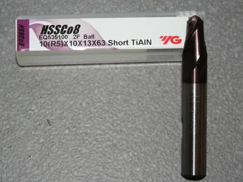 Radiusfr�ser � 10.00mm R=5.00mm, 10mm Schaft, TiAIN