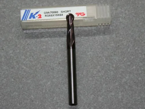 VHM 2-Schneider mit Stirnradius � 6.00mm, K-2 beschichtet kurz