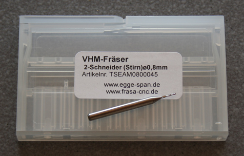 VHM-Fräser 2-Schneider (Stirn) Ø 0.80mm