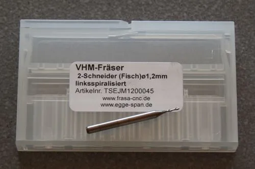 VHM-Fr�ser 2-Schneider (Stirn) � 1.20mm linksspiralisiert