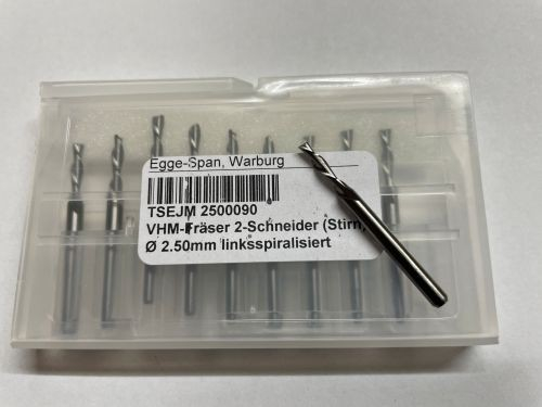 VHM-Fr�ser 2-Schneider (Stirn)  � 2.50mm linksspiralisiert 