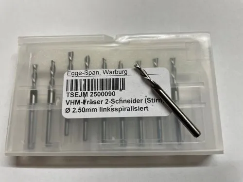VHM-Fr�ser 2-Schneider (Stirn) � 2.50mm linksspiralisiert