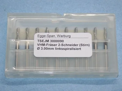 VHM-Fr�ser 2-Schneider (Stirn) � 3.00mm linksspiralisiert