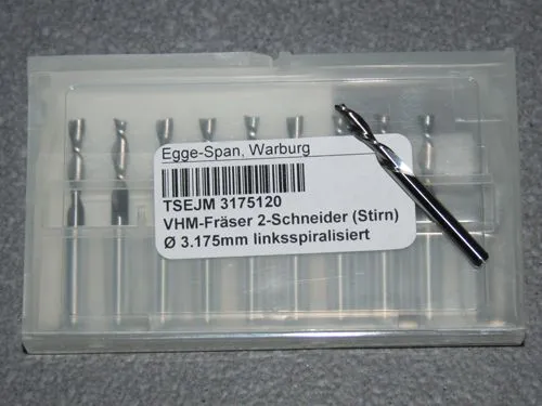 VHM-Fr�ser 2-Schneider (Stirn) � 3.175mm linksspiralisiert