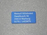 Modellschild mit Adressgravur 40 x 20 x 0,5 mm