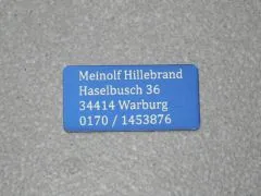 Modellschild mit Adressgravur 40 x 20 x 0,5 mm