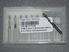 VHM-Fräser 2-Schneider (Stirn)  Ø 3.175mm linksspiralisiert 